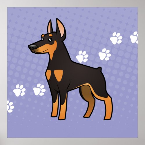 Cartoon Doberman Pinscher pointy ears Poster