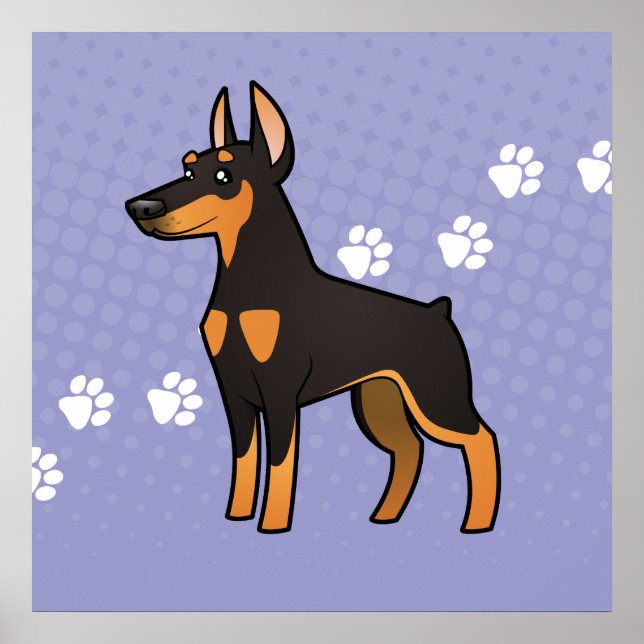 Cartoon Doberman Pinscher (pointy ears) Poster (Front)