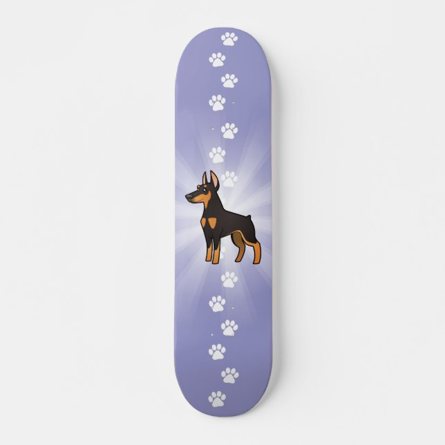 Cartoon Doberman Pinscher (pointy ears) Skateboard Deck (Front)