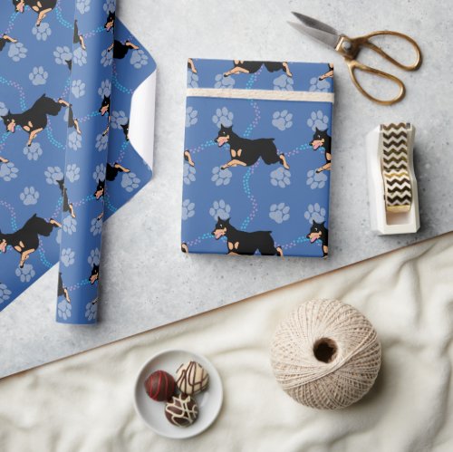 Cartoon Doberman Pinscher Wrapping Paper