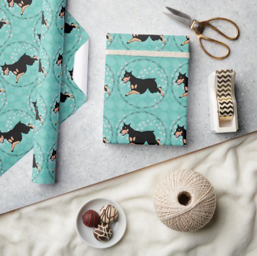 Cartoon Doberman Pinscher Wrapping Paper