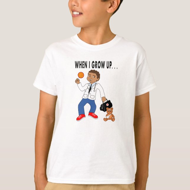 Cartoon Doctor Boy with Bear T-shirt (Front)