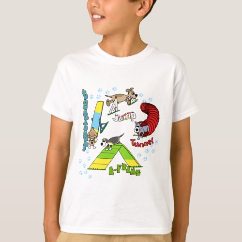 Cartoon Dog Agility Kids T_Shirt