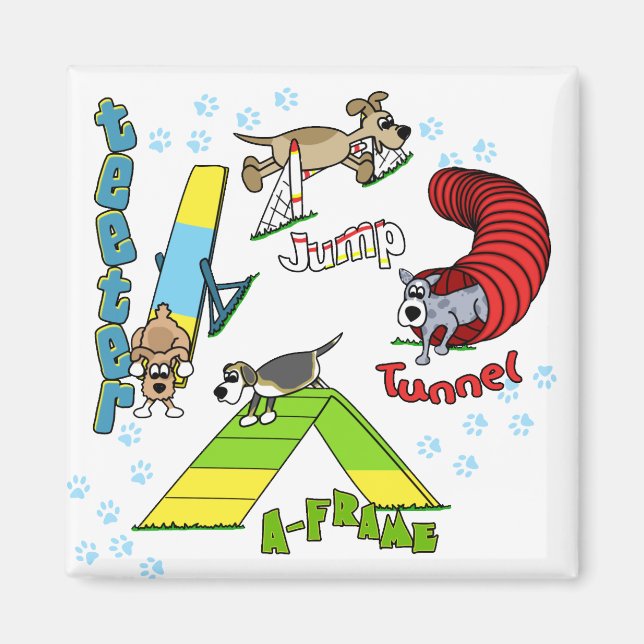 Cartoon Dog Agility Magnet (Front)
