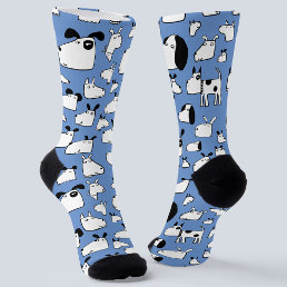 Cartoon Dog Blue Socks