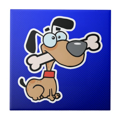 Cartoon Dog Blue Tile