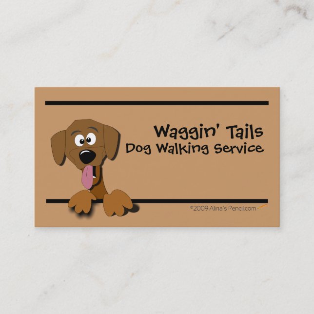 Cartoon Dog Business Card Template (brown) (Front)