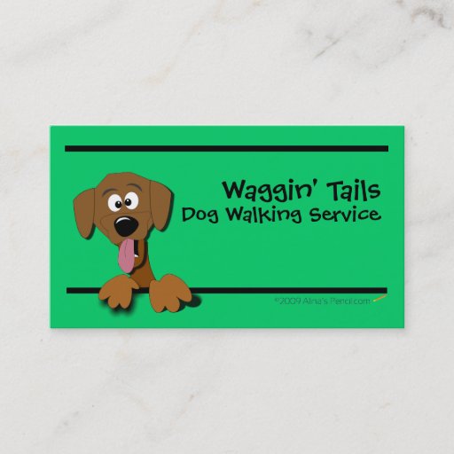 Customizable Cartoon Dog Business Card Template (green)