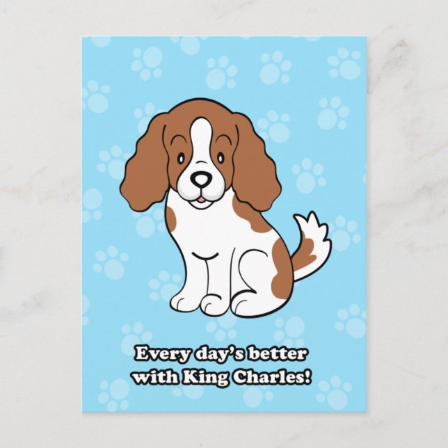 Cartoon Dog Cavalier King Charles Postcard (Front)