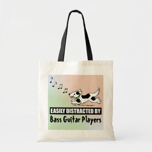 Cartoon Dog Easily Distracted by Bass Guitar Players Tote Bag