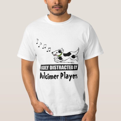 Cartoon Dog Easily Distracted by Dulcimer Players T_Shirt