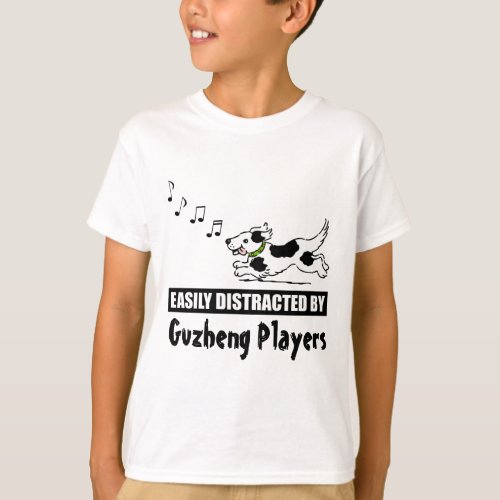 Cartoon Dog Easily Distracted by Guzheng Players T-Shirt
