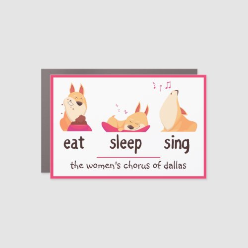 Cartoon Dog Eat Sleep Sing Car Magnet