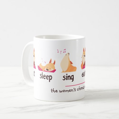 Cartoon Dog Eat Sleep Sing Coffee Mug