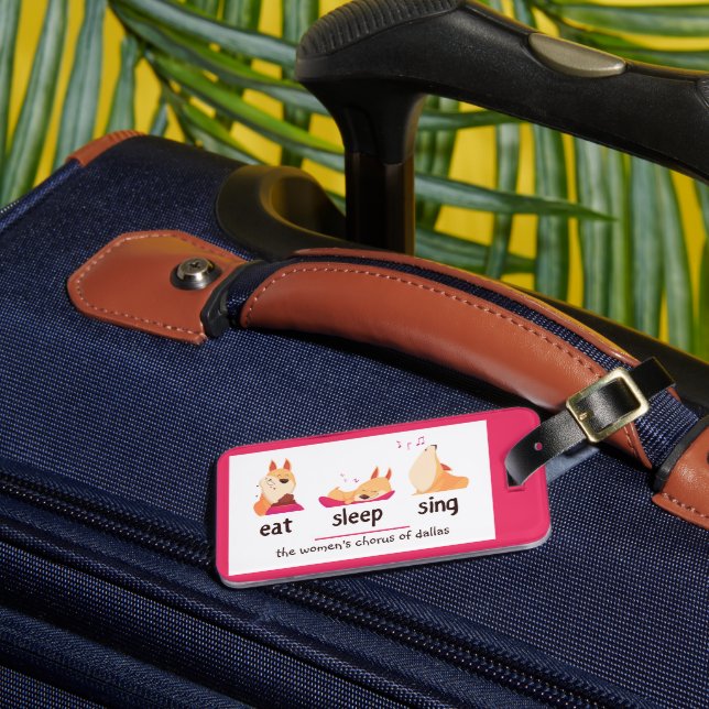 Cartoon Dog Eat Sleep Sing Luggage Tag (Front Insitu 3)