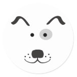 Cartoon Dog Face Illustration Classic Round Sticker