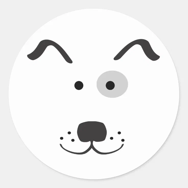 Cartoon Dog Face Illustration Classic Round Sticker | Zazzle