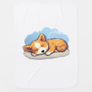 Cartoon dog illustration baby blanket