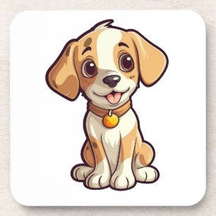 Cartoon dog illustration beverage coaster
