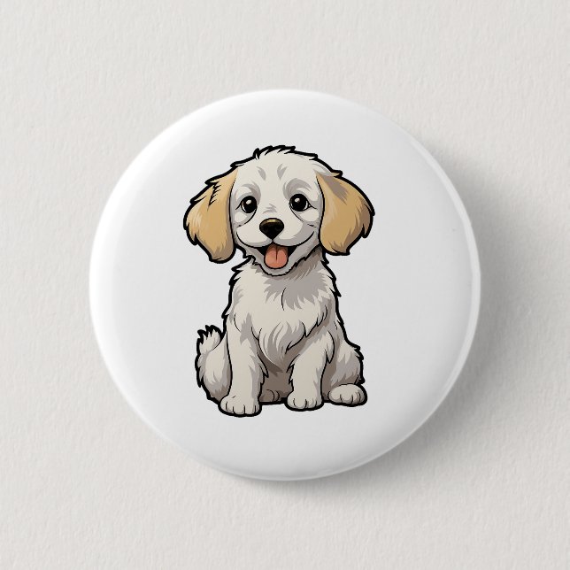 Cartoon dog illustration button (Front)