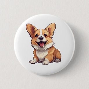 Cartoon dog illustration button