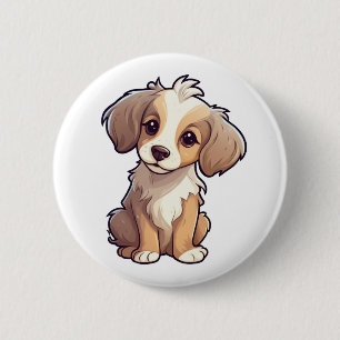 Cartoon dog illustration button