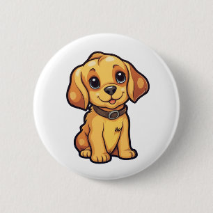 Cartoon dog illustration button