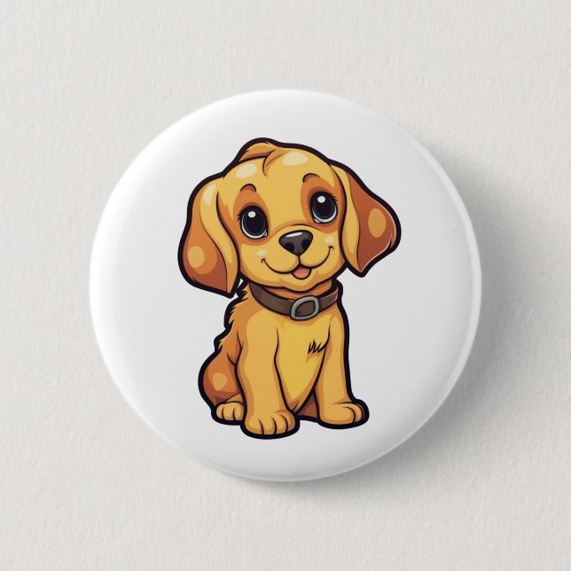 Cartoon dog illustration button (Front)