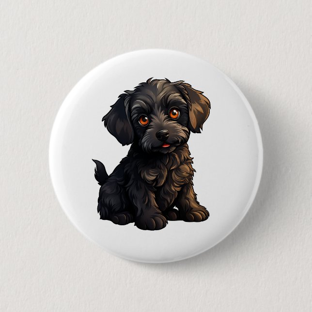Cartoon dog illustration button (Front)