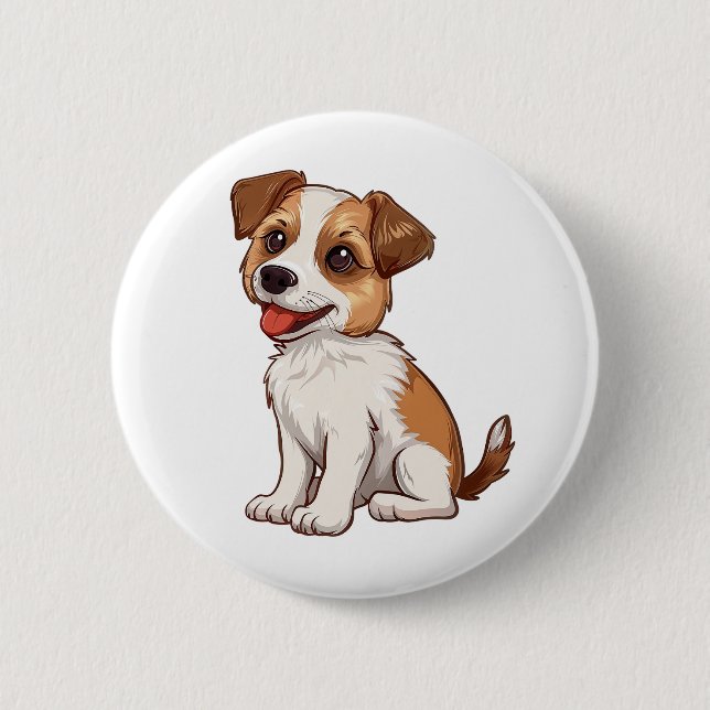 Cartoon dog illustration button (Front)