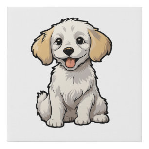 Cartoon dog illustration faux canvas print