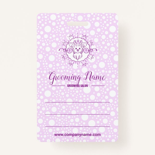 Cartoon Dog Illustration for Grooming Badge (Front)