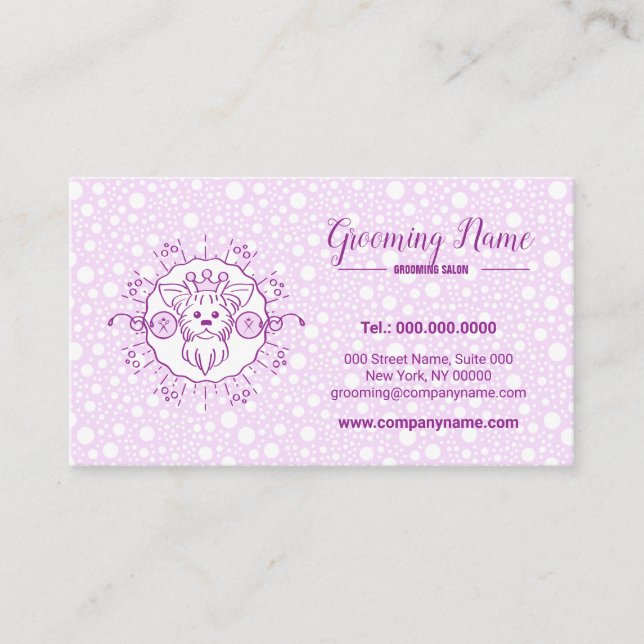 Cartoon Dog Illustration for Grooming Business Card (Front)