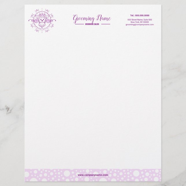 Cartoon Dog Illustration for Grooming Letterhead (Front)