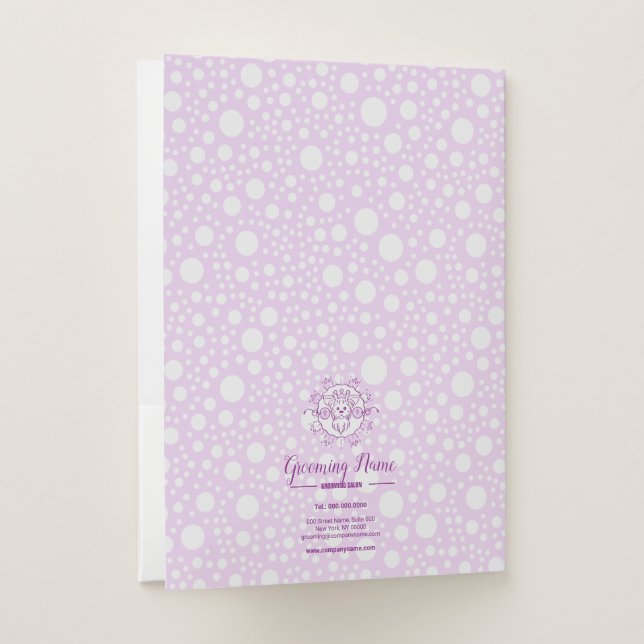 Cartoon Dog Illustration for Grooming Pocket Folder (Back)