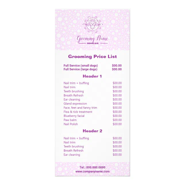 Cartoon Dog Illustration for Grooming Rack Card Zazzle