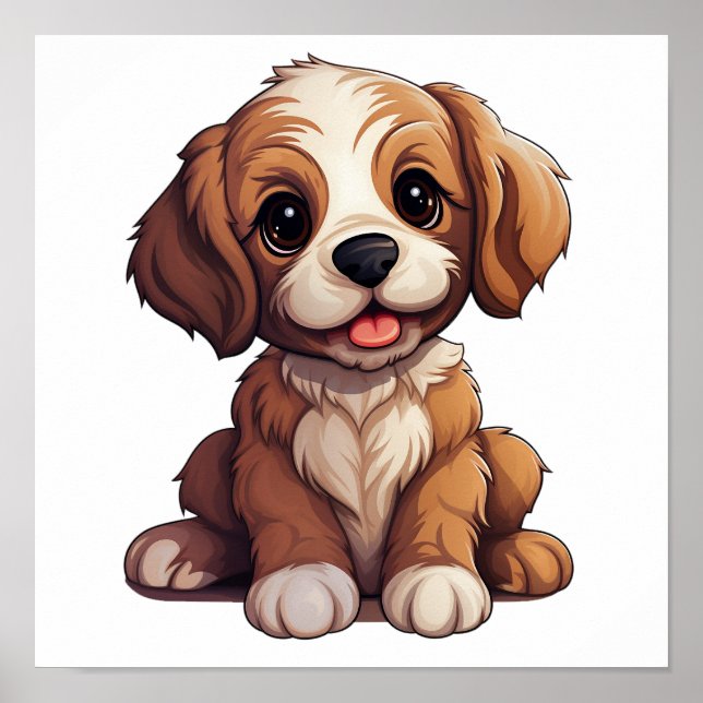 Cartoon dog illustration poster (Front)