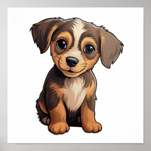 Cartoon dog illustration poster
