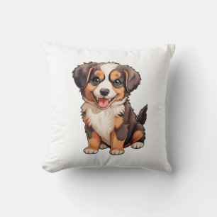 Cartoon dog illustration throw pillow