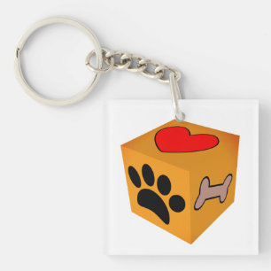 Cartoon Dog Paw Heart And Bone Keychain