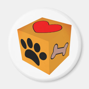 Cartoon Dog Paw Heart And Bone Magnet