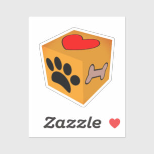 Cartoon Dog Paw Heart And Bone Sticker