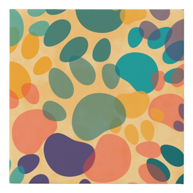Cartoon Dog Paw Print Colorful Abstract Art (Front)