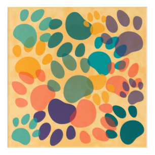 Cartoon Dog Paw Print Colorful Abstract Art