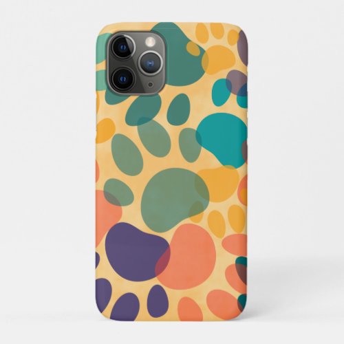 Cartoon Dog Paw Print Colorful Abstract Art  iPhone 11 Pro Case