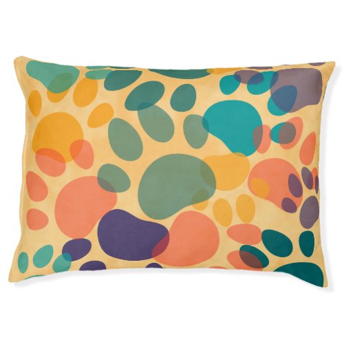 Cartoon Dog Paw Print Colorful Abstract Art Pet Bed