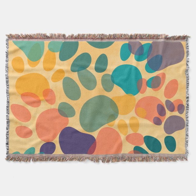 Cartoon Dog Paw Print Colorful Abstract Art Throw Blanket (Front)