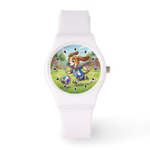 Cartoon Dog Playing Soccer or Football Watch