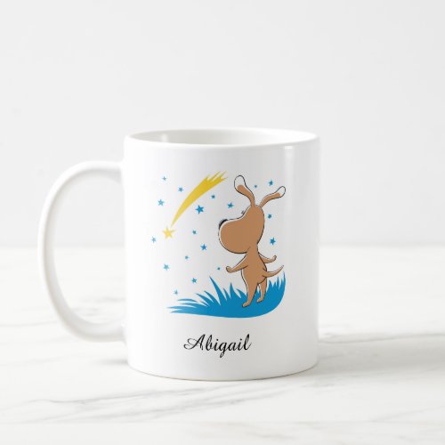 Cartoon Dog Puppy Shooting Star Starlit Sky Coffee Mug