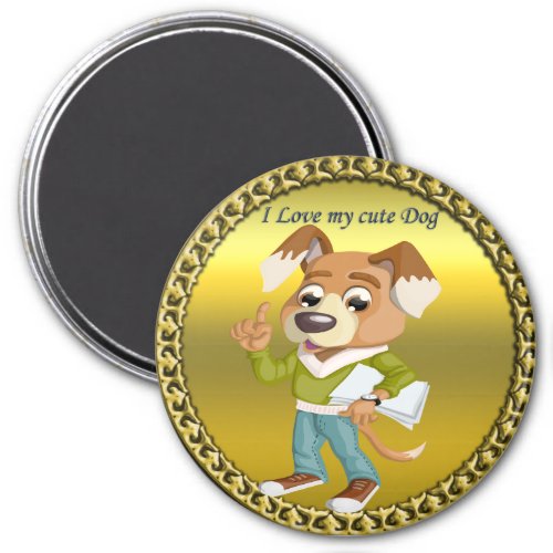 Cartoon dog student getting ready for school 1 magnet